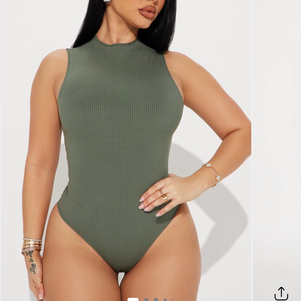 Fashion Nova Olive Green Ribbed Sleeveless Top, worn once!